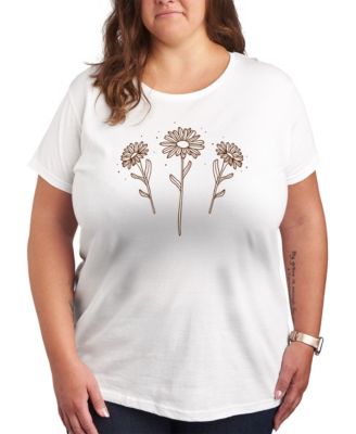 Trendy Plus Size Flowers Size Graphic Crew Neck T-Shirt