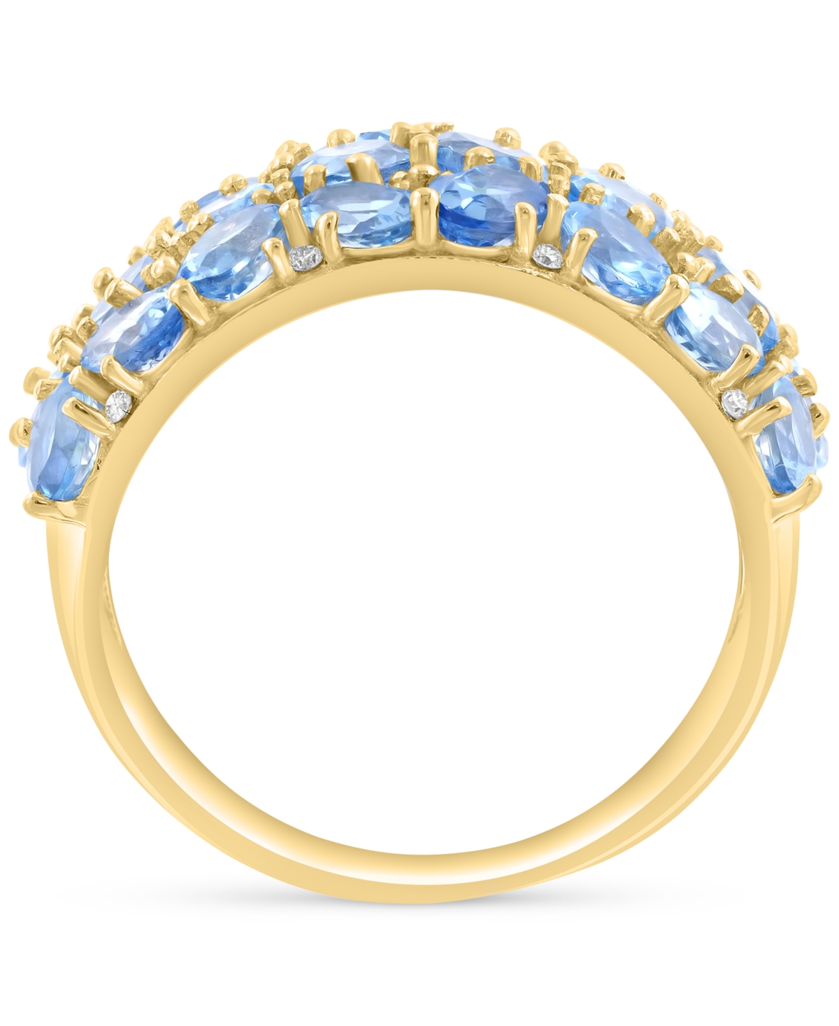 Effy Collection Effy Aquamarine (3-3/8 Ct. T.w.) & Diamond (1/5 Ct. T.w.) Cluster Ring In 14k Gold-plated Sterling S In Aquamarine