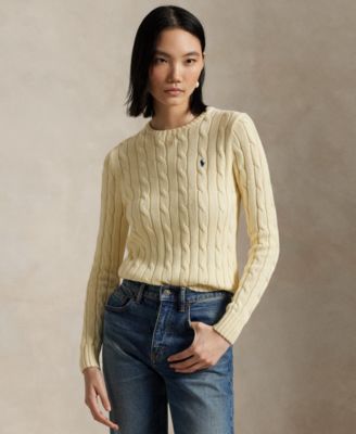 Women's Cable-Knit Cotton Crewneck Sweater