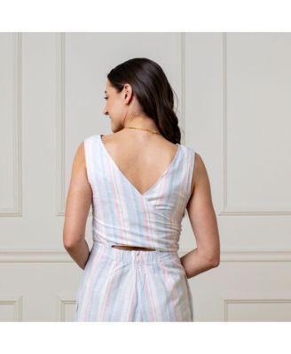 Women's Hope and Henry Woven Sleeveless Tie-Waist Jumpsuit with Wide Leg