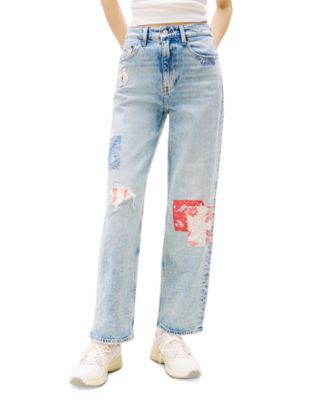 Женские джинсы Tommy Jeans в стиле пэчворк Layla с высокой посадкой и прямыми штанинами