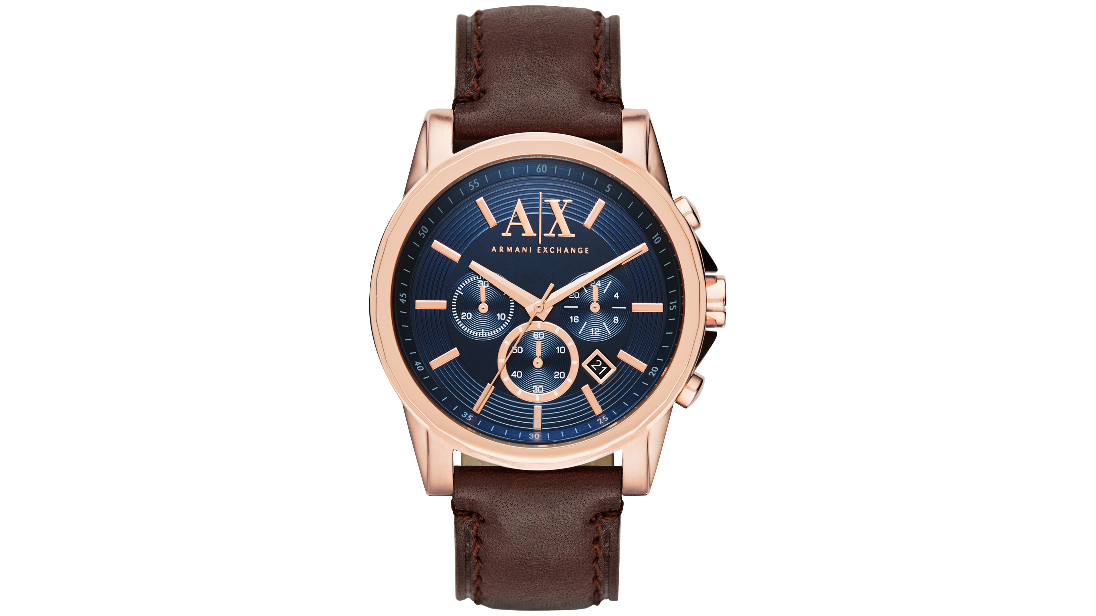 A|X Armani Exchange Men's Chronograph Dark Brown Leather Strap Watch 45mm AX2508