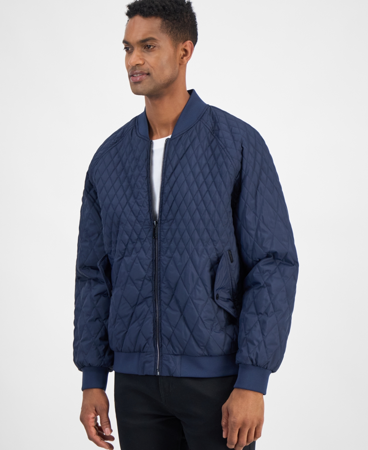 Men's Quilted Water-Resistant Bomber Jacket - Navy