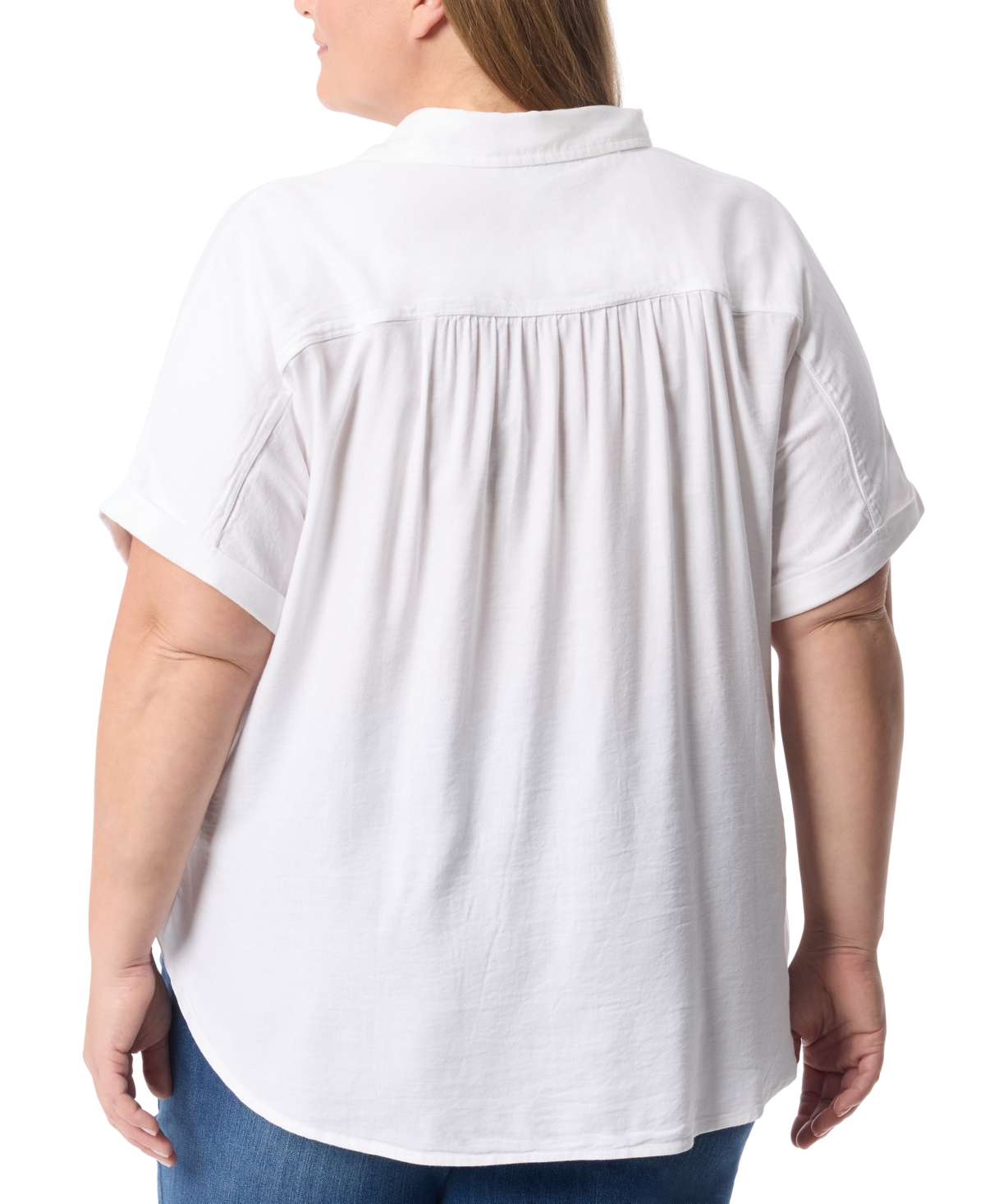Gloria Vanderbilt Womens Cotton Blend Short Sleeve Button-down Top In Vintage White