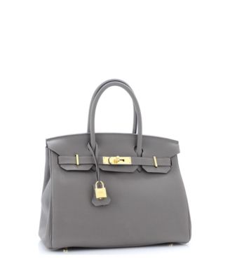 Бывшая в употреблении сумка HERMES Birkin 30 серого цвета из Того с золотой фурнитурой
