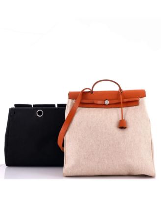 Бывшие в употреблении сумки HERMES MM Herbag из текстиля и кожи