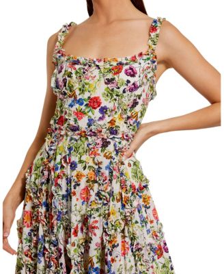 Women's Ruffle Floral Sweetheart Neck Gown