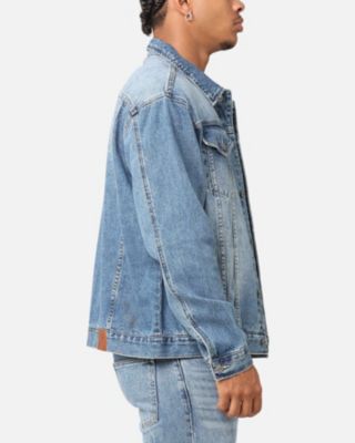 Big & Tall Denim Trucker Jacket- Light/Pastel Blue, 3XL