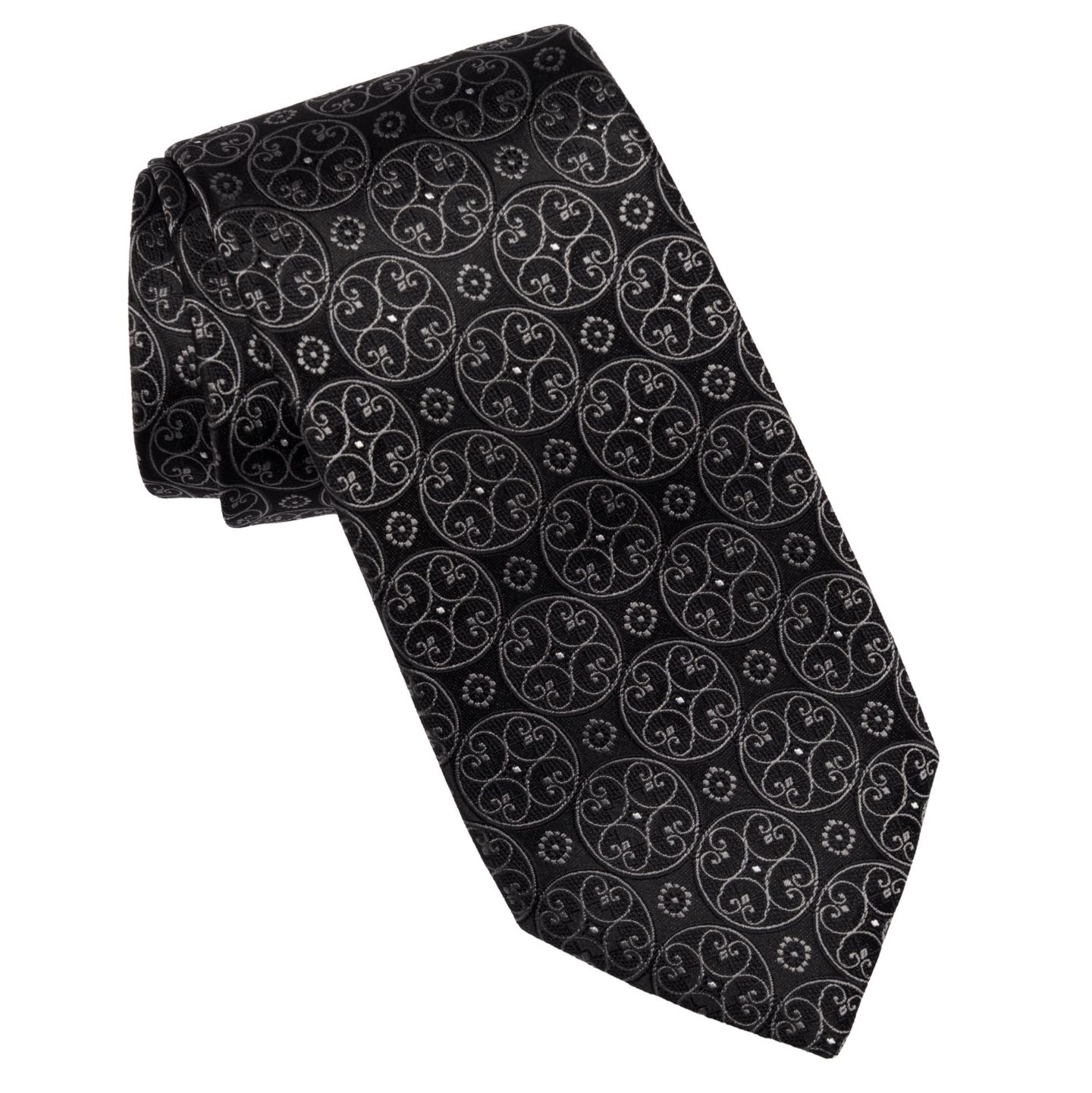Галстуки Elizabetta Big & Tall Palladio Silk Jacquard Tie, цвет: Чёрный — фото 2