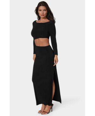 Women's Asymmetrical Cut Out Long Sleeve Maxi Dress