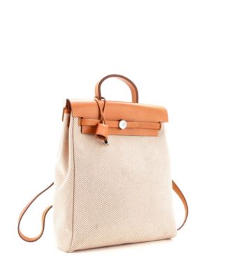 Бывший в употреблении рюкзак HERMES Herbag A Dos на молнии из текстиля и кожи