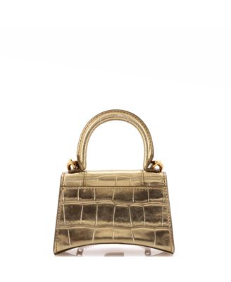 Бывшая в употреблении сумка Balenciaga Mini Hourglass на цепочке с верхней ручкой из тисненой кожи