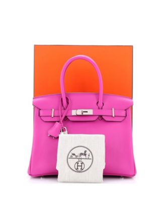 Бывшая в употреблении сумочка HERMES Birkin 30 розового цвета Novillo с палладиевой фурнитурой