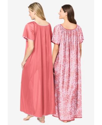 Plus Size Only Necessities 2-Pack Long Silky Gown