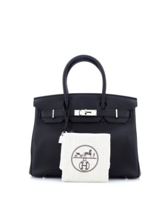 Бывшая в употреблении сумка HERMES Birkin 30 черного цвета из Того с палладиевой фурнитурой