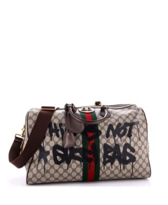 Бывшая в употреблении спортивная сумка Balenciaga Medium x Gucci The Hacker Project из холщовой ткани с покрытием Graffiti BB