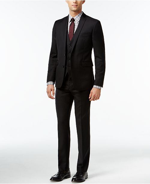 Bar III Black Solid Extra SlimFit Suit Separates Suits & Tuxedos