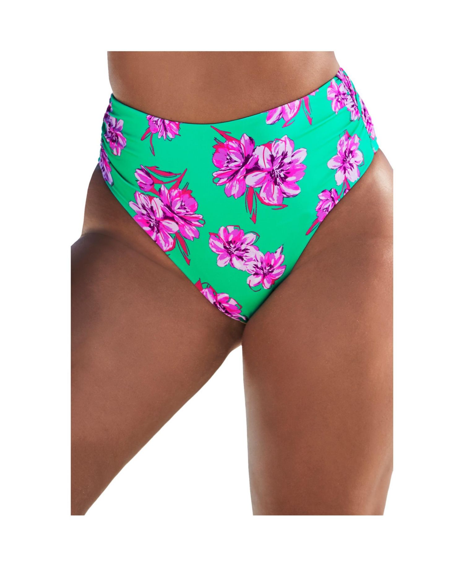 Women's Side Shirred High Waist Swim Brief