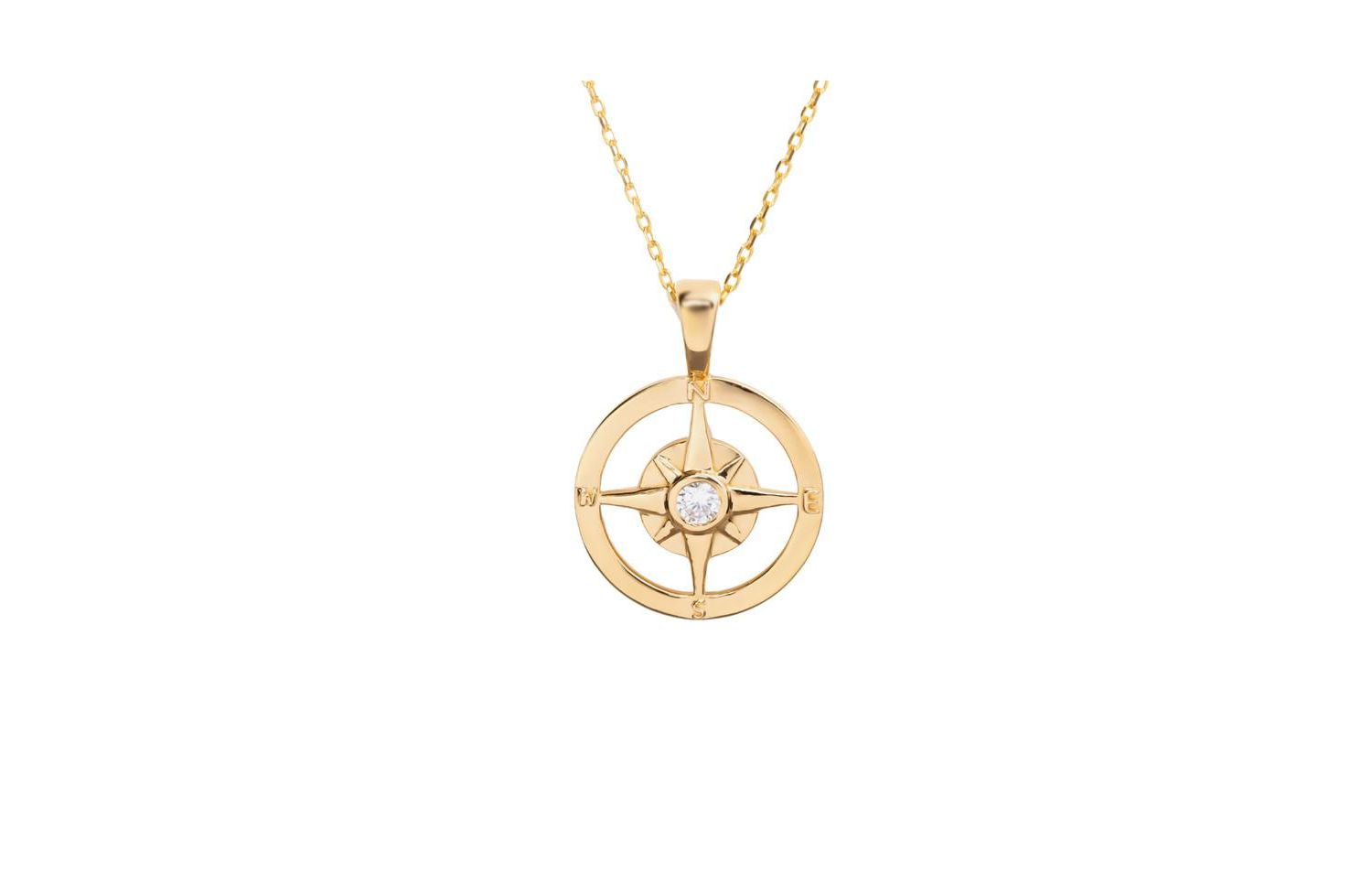 Compass Pendant Necklace in Over Sterling