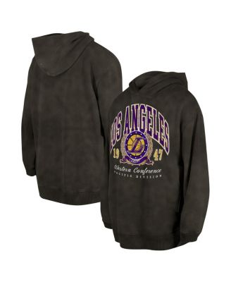 New Era - Men's and Women's Charcoal Los Angeles Lakers Oversized Essentials Pigment Wash Fleece Pullover Hoodie