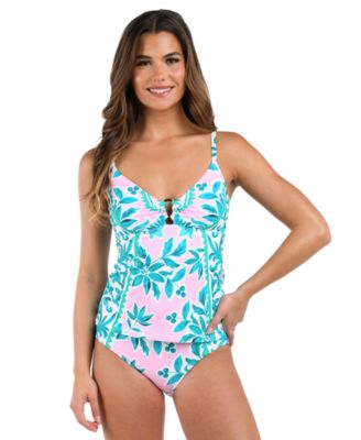 Роскошный женский топ-танкини La Blanca, украшенный пальмовыми листьями, и хипстерские плавки-бикини 