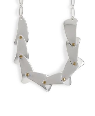 Two-Tone Leaf Layered Bib Necklace