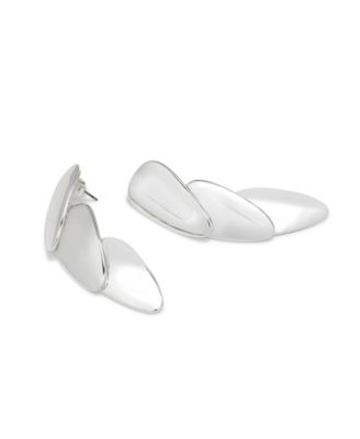 Silver Leaf Layered Linear Earrings