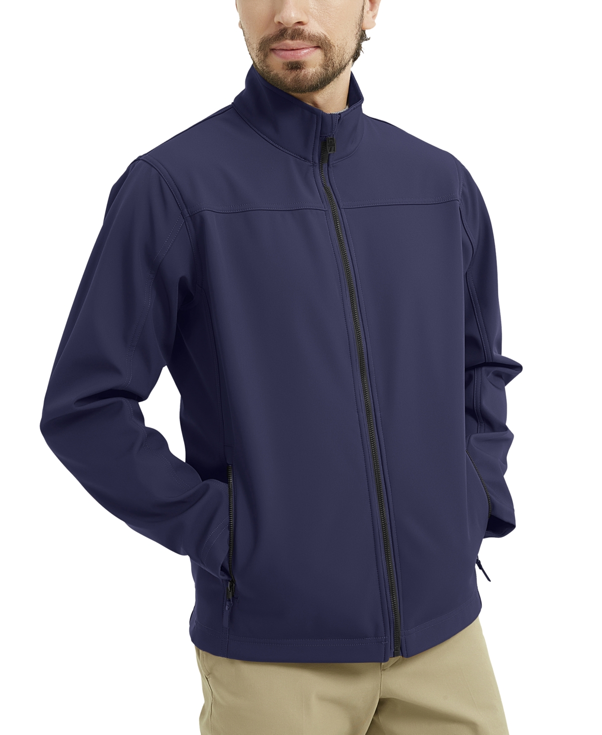 Hawke & Co. Hawk & Co. Men's Softshell Stand-collar Brass Zipper Jacket In Hawke Navy