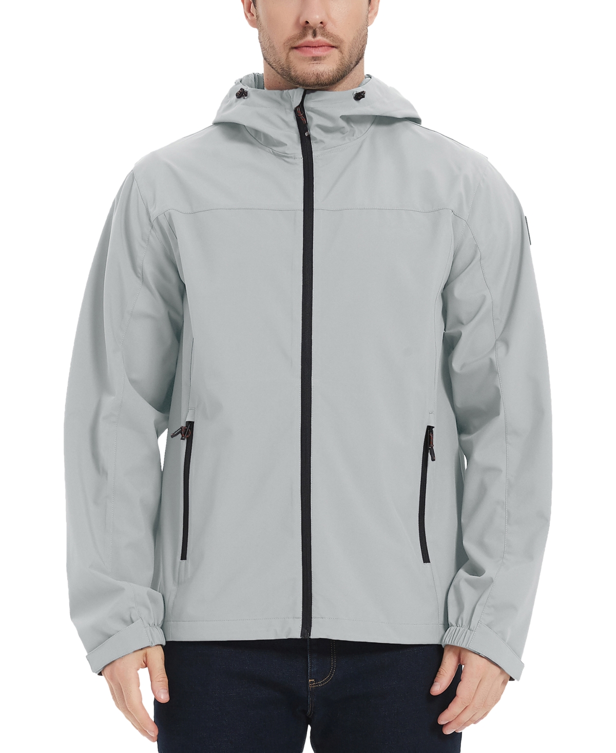 Men's All-Season Lightweight Stretch Hooded Rain Jacket - Black Forest