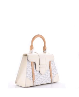 Бывшая в употреблении сумка Goyard PM Saigon с верхней ручкой, покрытая холстом и кожей