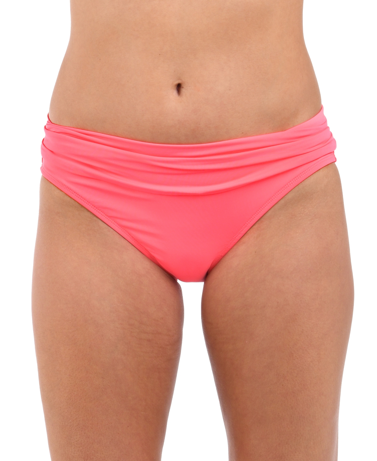 Shop La Blanca Shirred Banded Hipster Bikini Bottoms In Coral Reef