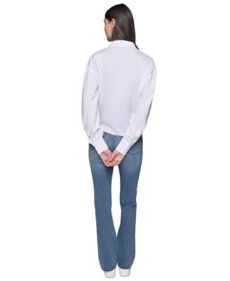 Женский топ из поплина с завязками спереди и бантом из блесток от KARL LAGERFELD PARIS