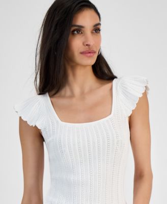 Women's Laurel Square-Neck Pointelle Sweater