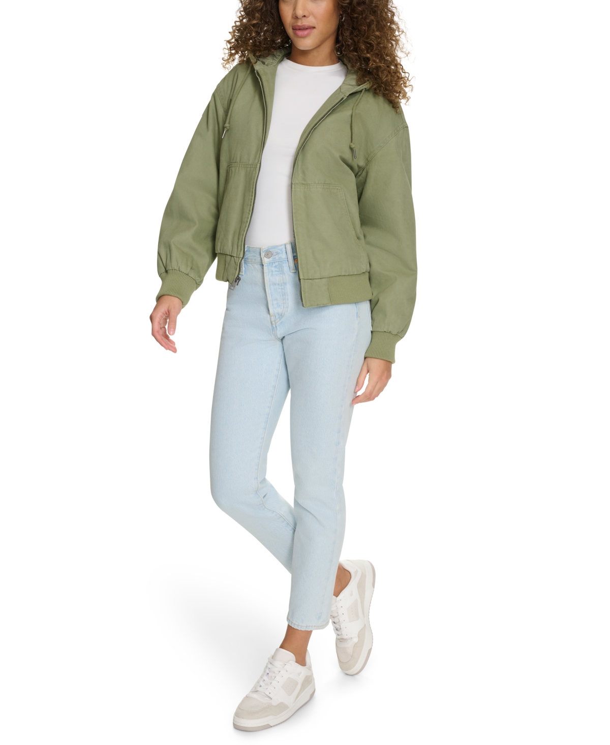 Levi's Women's Relaxed Workwear Hooded Bomber Jacket In Sage