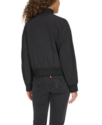 Women's Relaxed Zip-Front Ribbed-Hem Bomber Jacket