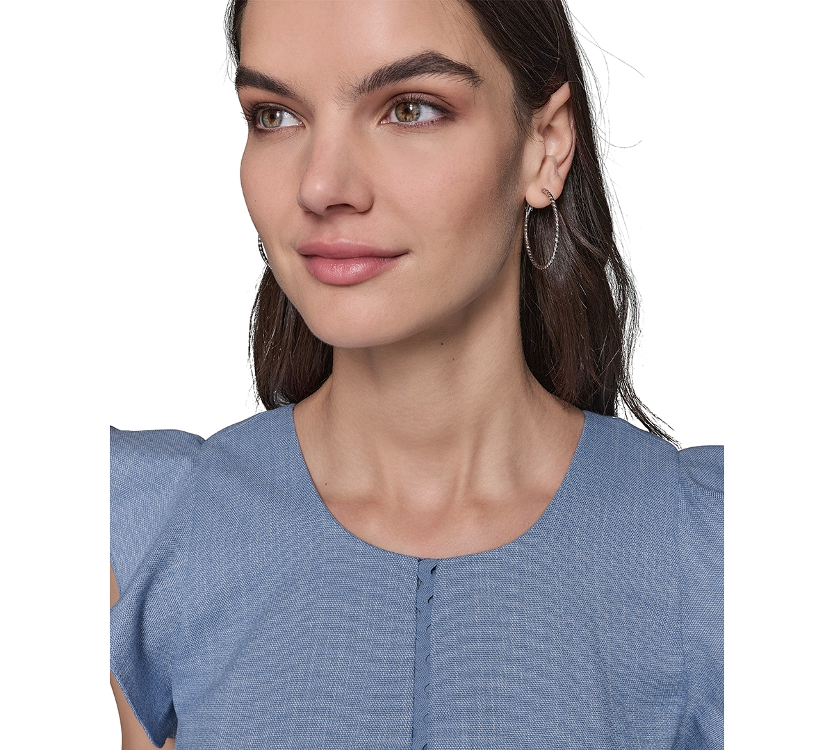 Karl Lagerfeld Lace Trim Midi Dress In Chambray Blue