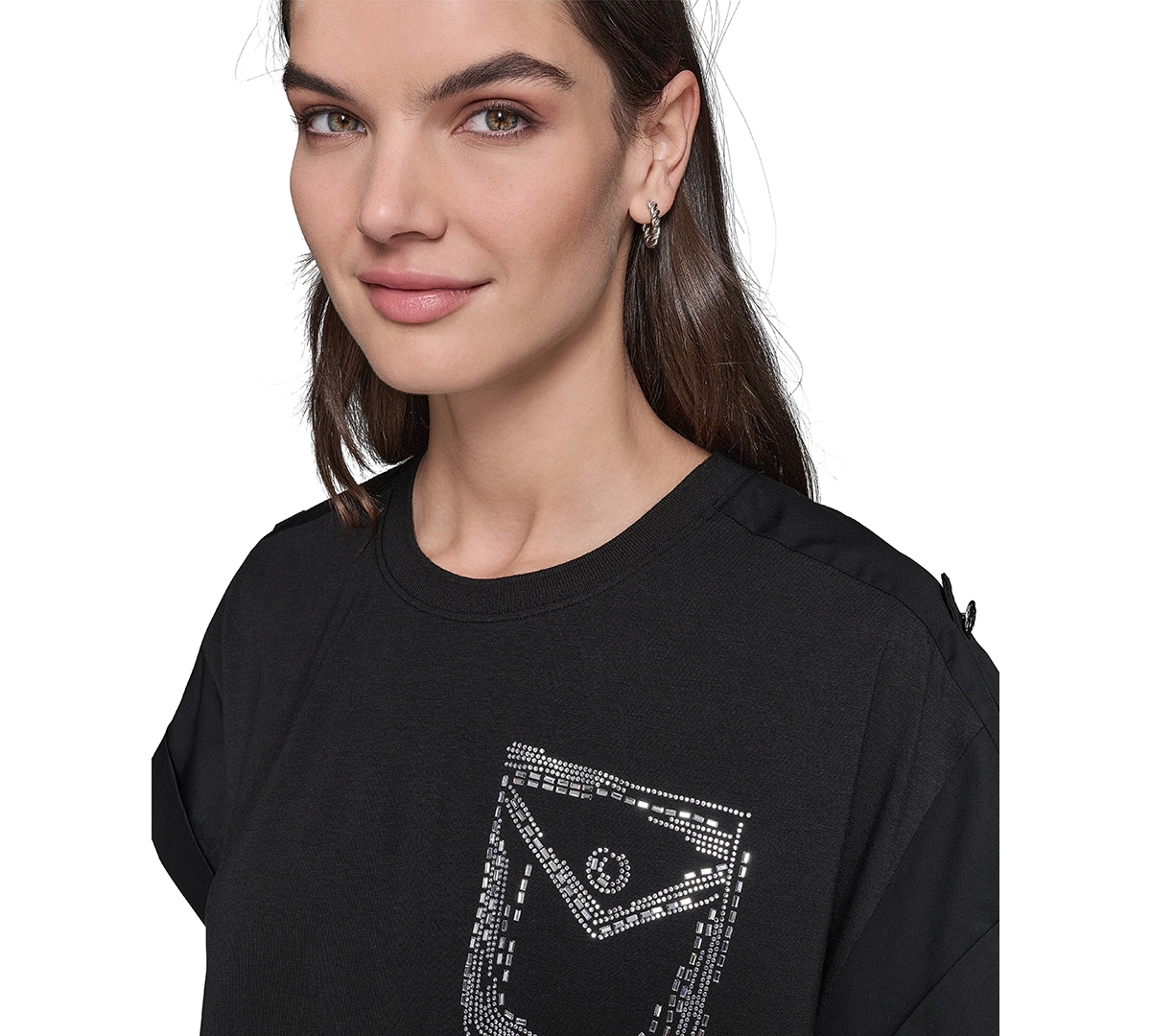 Karl Lagerfeld Paris Women's Embellished-Pocket Tee