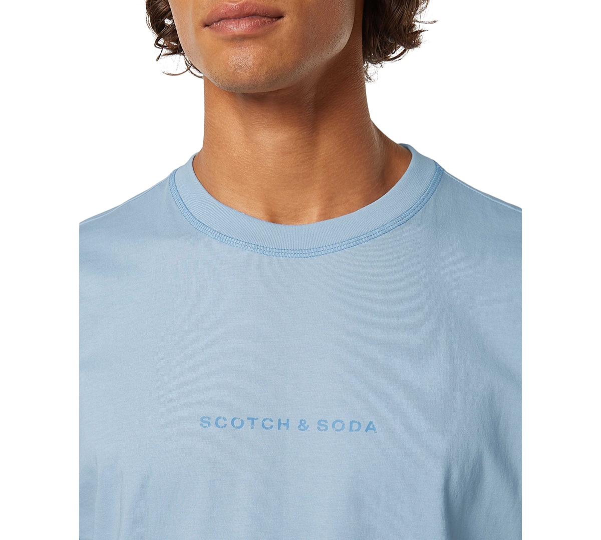 Scotch & Soda Men's Relaxed Fit Short Sleeve Crewneck Logo T-shirt In Sky Blue