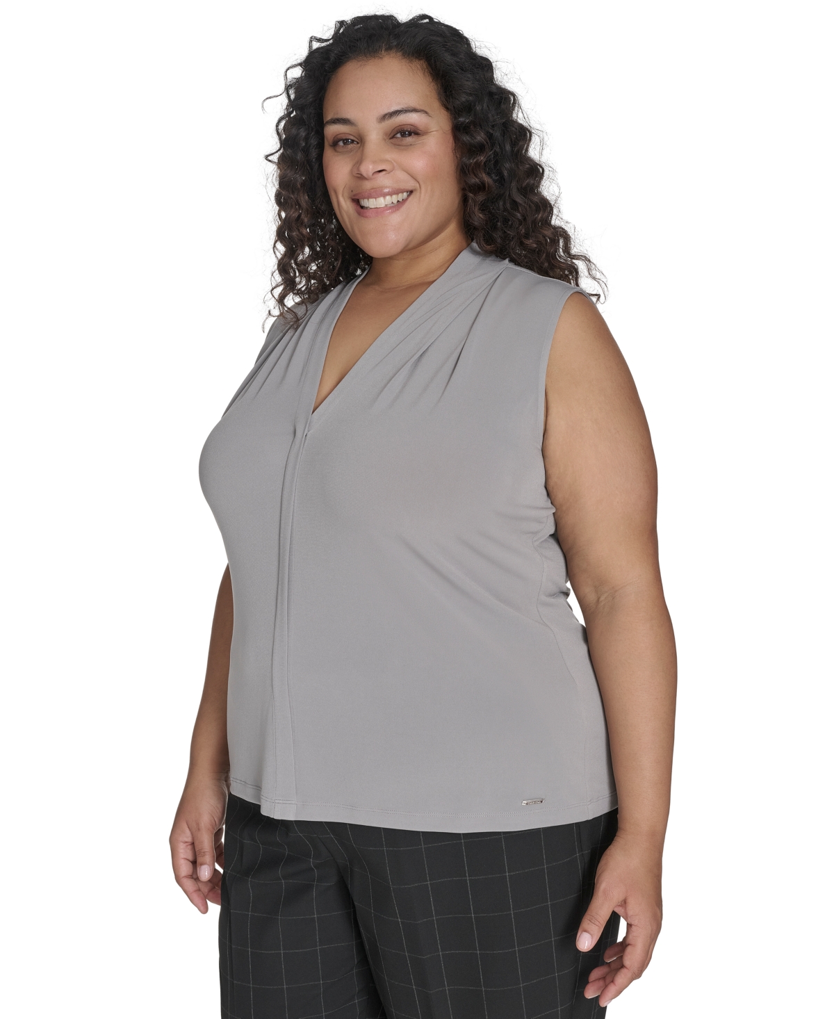 CALVIN KLEIN PLUS SIZE V-NECK SLEEVELESS TOP 