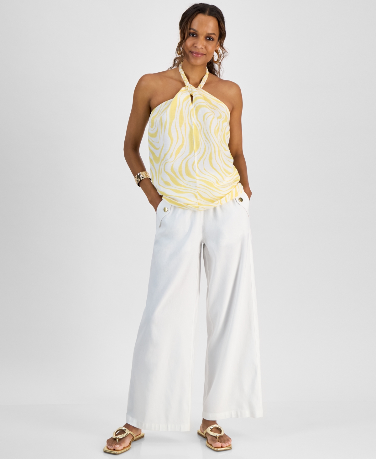 Inc International Concepts Petite Braided Halter Top, Exclusively At Macy's In Mabry Stripe