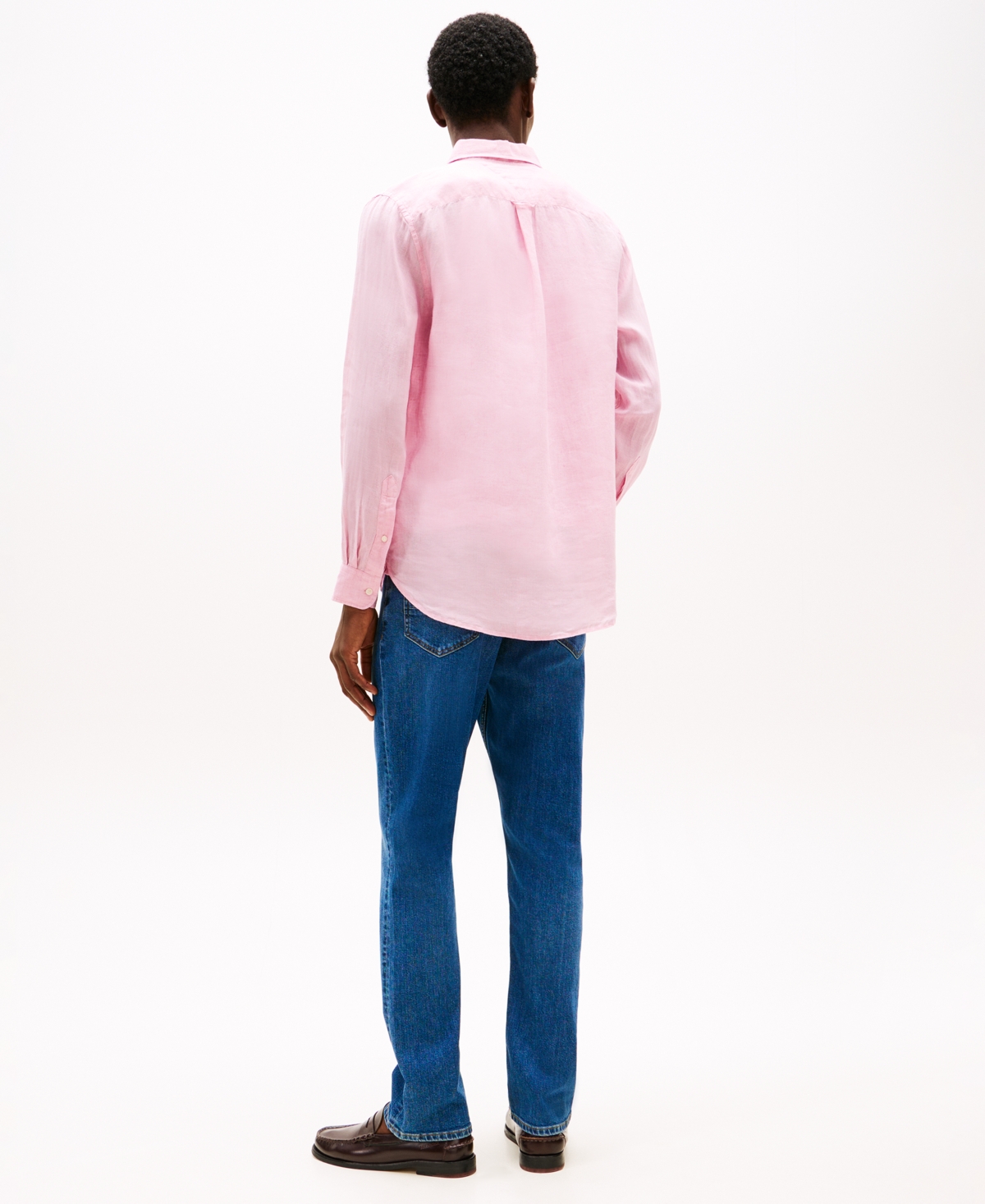Tommy Hilfiger Men's Pigment-dyed Linen Button-down Long Sleeve Shirt In Pink