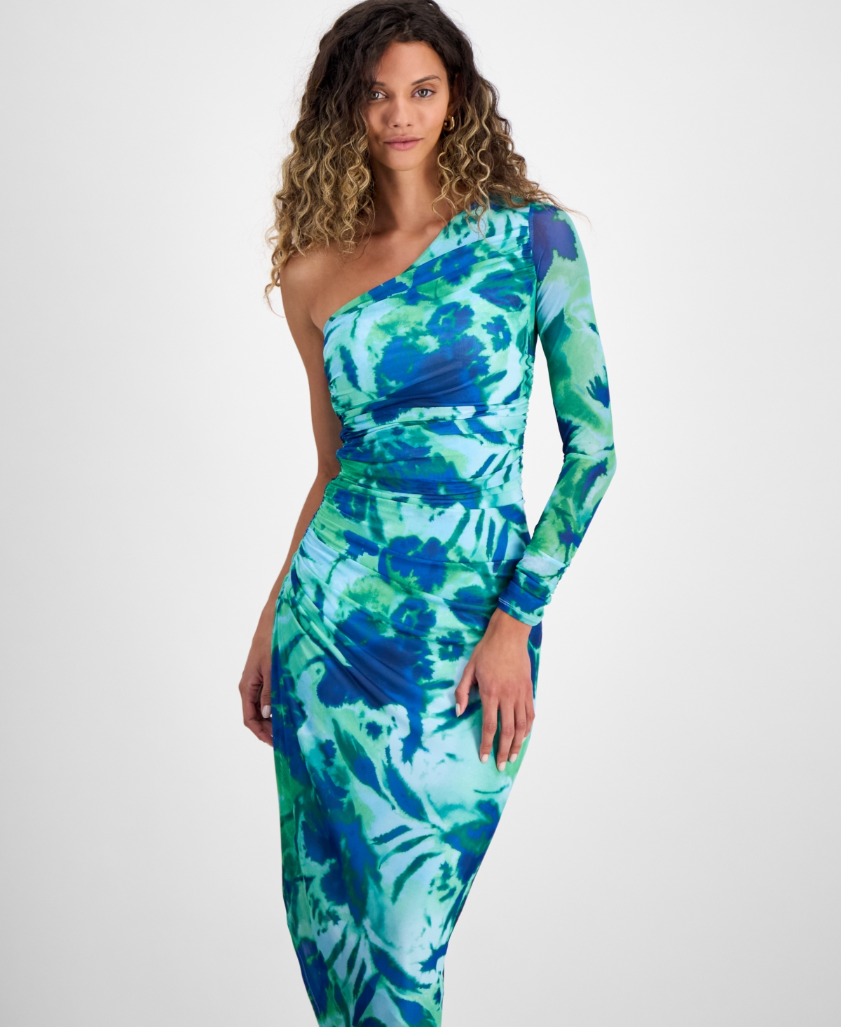 Rachel Rachel Roy Women's Quinn Floral Asymmetric Mesh Midi Dress In Medium Green