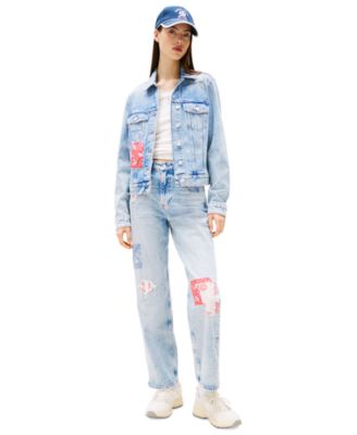 Женская классическая джинсовая куртка дальнобойщика в стиле пэчворк от Tommy Jeans