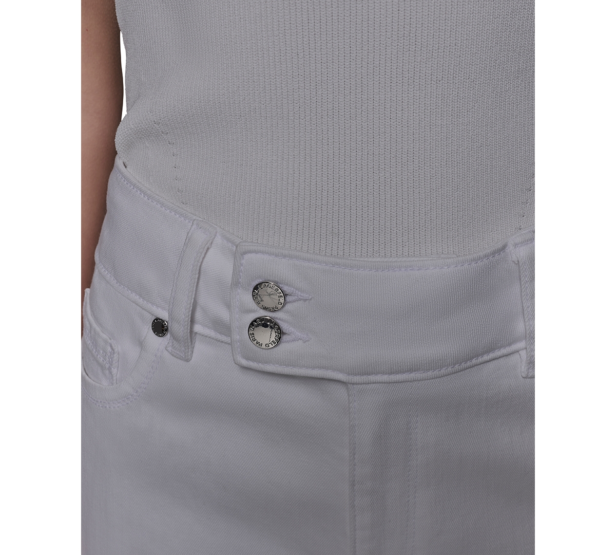 Karl Lagerfeld Women's Scalloped-edge Cropped Jeans In White Denim