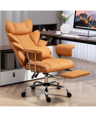 Faux Leather Gaming Chair, Ergonomic High-Back Office Chair With Tilt and Swivel, Reclining Computer Desk Chair for Women, Men