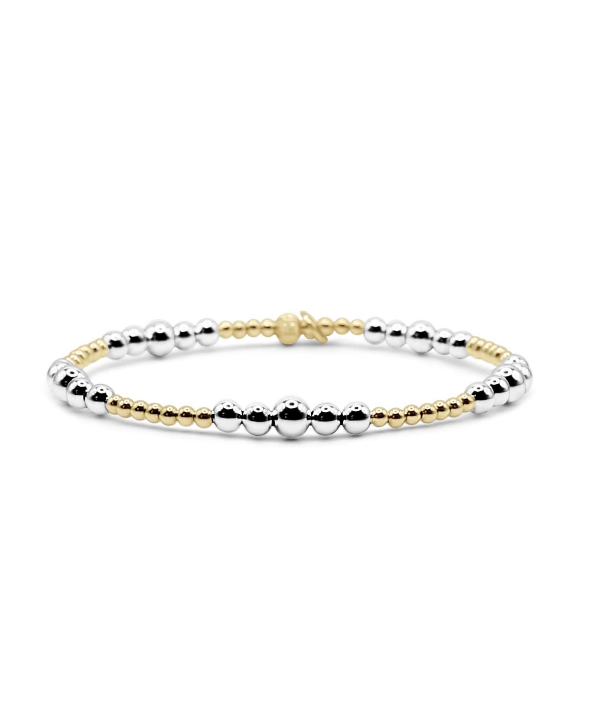 Non-Tarnishing 2.5mm, 4mm, & 5mm Gold Filled and Sterling Silver Ball Stretch Bracelet - Gold  silver