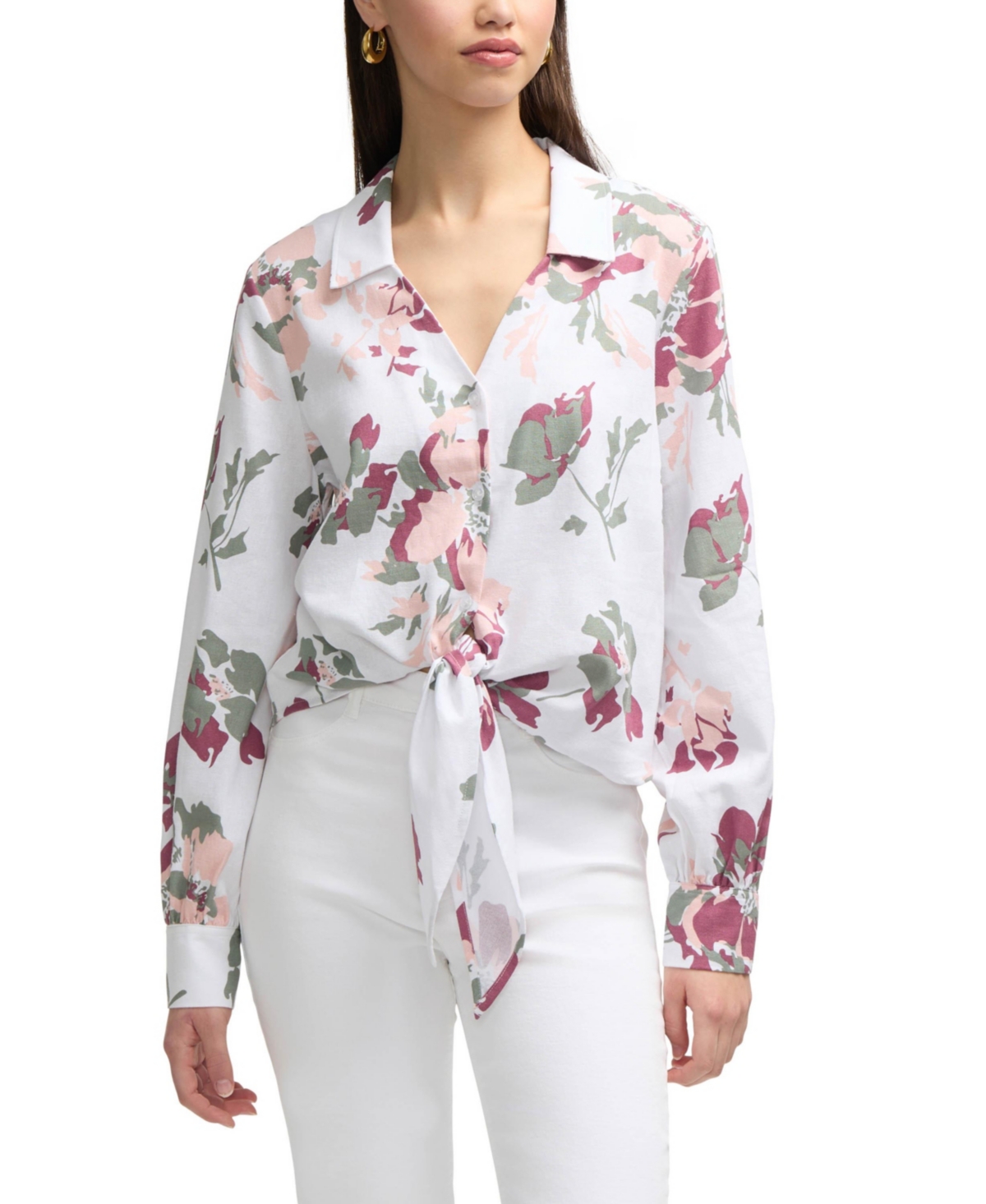 Women's Tie Front Shirt - Multi paisley