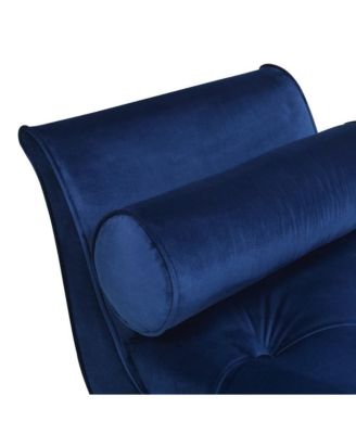 64 Inch Tufted Velvet Entryway Bench, Upholstered Bedroom Bench with Bolster Pillows & Wood Legs-The Pop Home