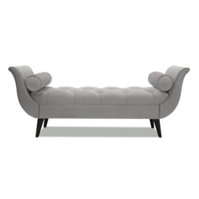 64 Inch Tufted Velvet Entryway Bench, Upholstered Bedroom Bench with Bolster Pillows & Wood Legs-The Pop Home