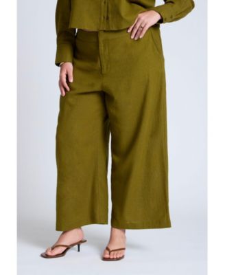 Укороченные льняные брюки Elements Elements Elements большого размера с широкими штанинами